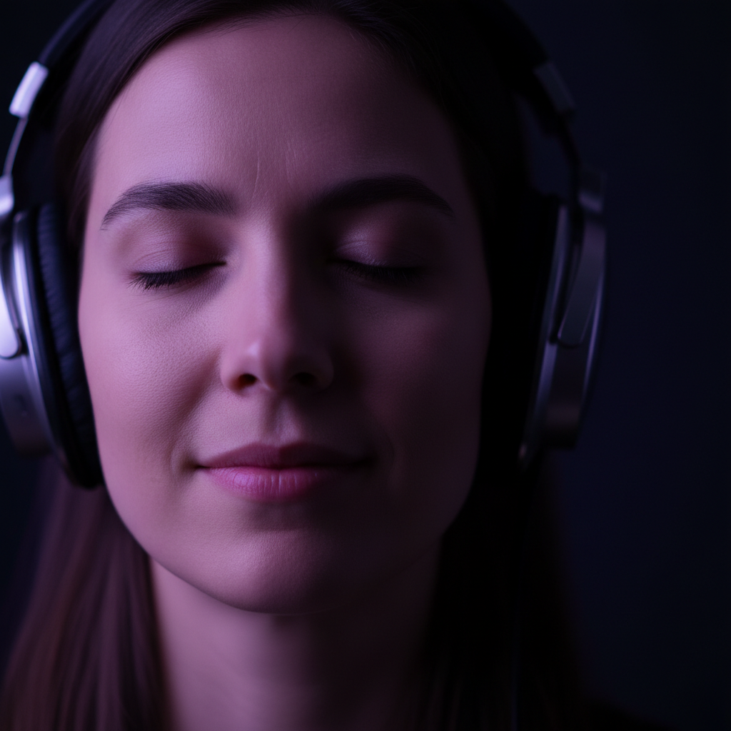 Person with headphones experiencing deep subliminal audio